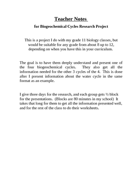 Preview of BioGeoChemical Cycles Research Project