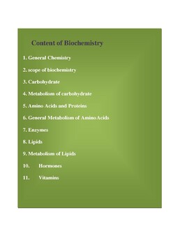 Preview of Biochemistry Curriculum FULL YEAR