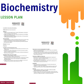 Preview of Biochemistry Explorers: Introduction to Biomolecules Lesson Plan