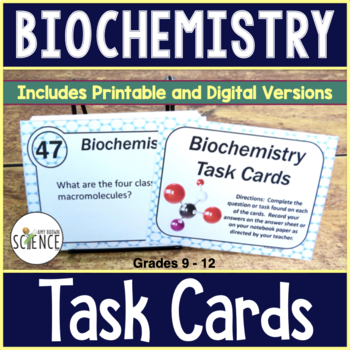 Preview of Biochemistry Macromolecules Organic Compounds Task Cards