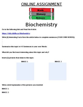 biochemistry assignment front page