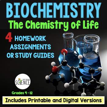 Preview of Biochemistry Worksheets - 4 Homework Assignments