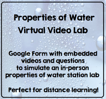 Preview of Biochemistry- Properties of Water- Virtual Video Lab- Digital Google Form