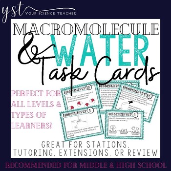 Preview of Water & Macromolecule Task Cards