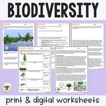 Preview of Biodiversity - Reading Comprehension Worksheets