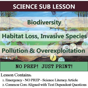 Preview of Biodiversity Sub Plan - Ecology Common Core Homework