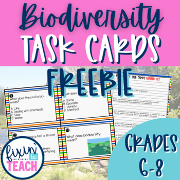 Preview of Biodiversity Task Cards for Middle School Science | FREEBIE