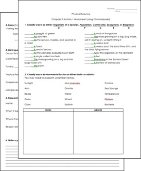 Preview of Biodiversity Web Quest Worksheet