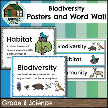 Preview of Biodiversity Word Wall and Posters (Grade 6 Science)