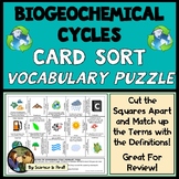Biogeochemical Cycles Vocabulary Card Sort Puzzle