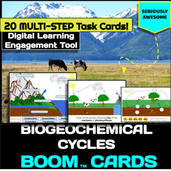 Preview of Biogeochemical/ Nutrient Cycle Boom Cards (Carbon, Water, Nitrogen, Phosphorous)