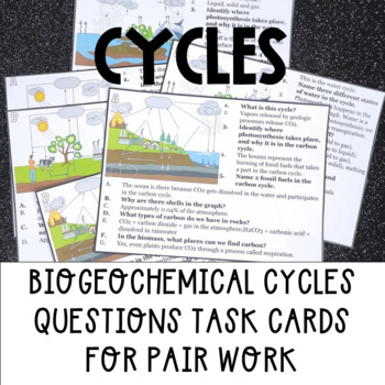 Preview of Biogeochemical cycles task cards: carbon, water and oxygen pair work