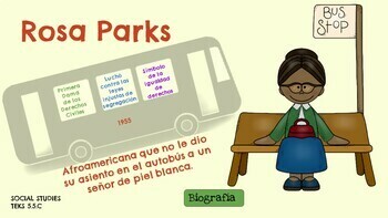 Preview of Rosa Parks SS TEKS 5.5.C (English & Spanish)
