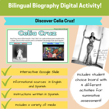 Preview of Biografías Bilingües Celia Cruz - Bilingual Digital Biography Activities