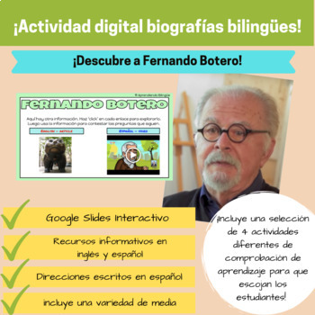 Preview of Biografías Bilingües Fernando Botero - Bilingual Digital Biography Activities
