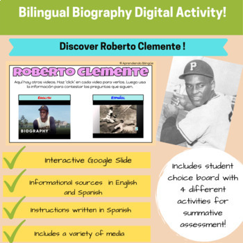 Preview of Biografías Bilingües Roberto Clemente - Bilingual Digital Biography Activities