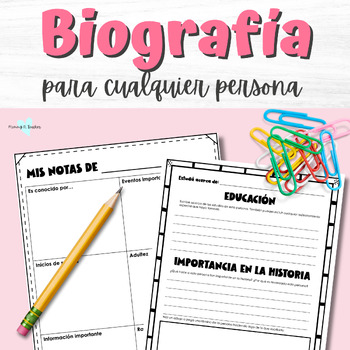 Preview of Biografía - Organizadores gráficos y reporte escrito Spanish Biography Report