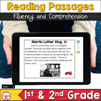 Preview of Biographies Nonfiction Reading Fluency and Comprehension Passages | Boom Cards™