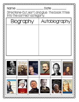 biographies and autobiographies lesson