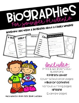 Preview of Biographies for Younger Students - Interview & Write About a Family Member