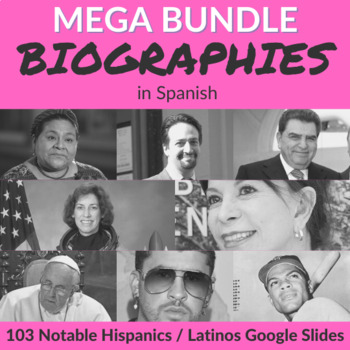 Preview of 103 Biographies in Spanish of Notable Hispanics / Latinos MEGA Bundle