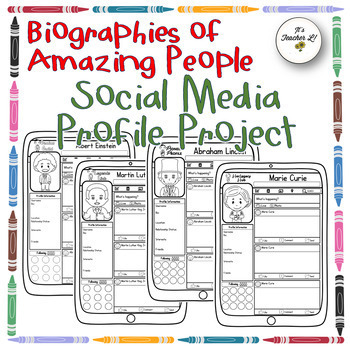 Preview of Famous People Biographies Social Media Profile Project Grade 4 5 6  BUNDLE