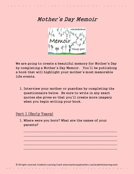 Preview of Biography - A Mother's Day Memoir (HANDOUT)