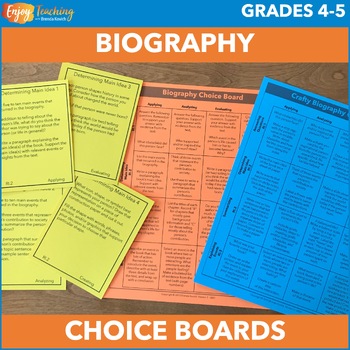 Preview of Biography Activities - Task Cards & Choice Boards for Any Book