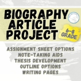 Biography Article Project BUNDLE 6-8 Grade