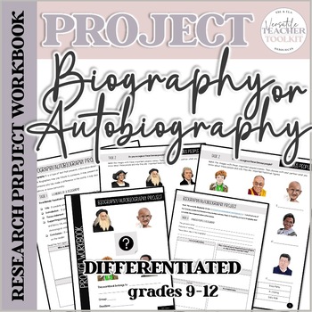 Preview of Biography/Autobiography Research Project Booklet for Teens