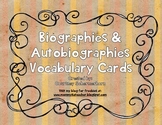 Vocabulary Cards-Biographies/Autobiographies (State-Testin