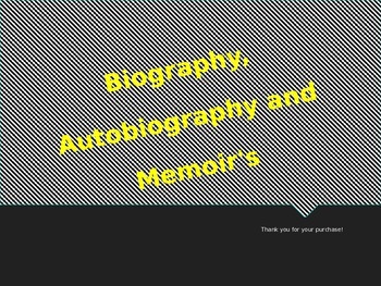 Preview of Biography, Autobiography and Memoir Powerpoint