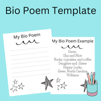 Preview of Biography BIO Poem Template All about me printable