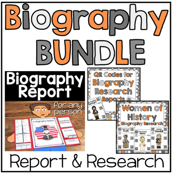 Preview of Biography BUNDLE: Biography Report & QR Codes for Research (Including Women Set)