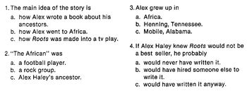 Preview of Biography Bank: AUTHOR, ALEX HALEY w/ 4 Multiple Choice READING COMPREHENSION Qs