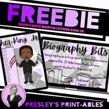 Preview of Biography Bits BOOM CARDS Martin Luther King Jr. FREEBIE