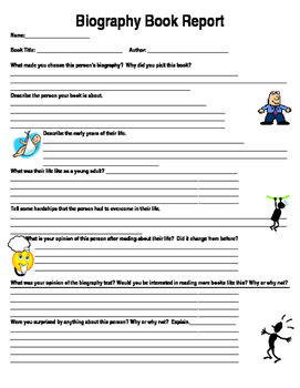 biography book report template for 2nd grade
