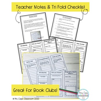 Eighth Grade Back to School Trifold Biography Activity