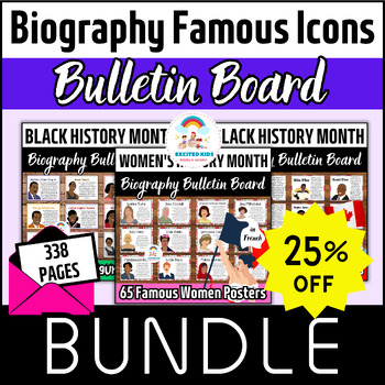 Preview of Biography Bulletin Board in French BUNDLE - Influential Icons Posters PACK