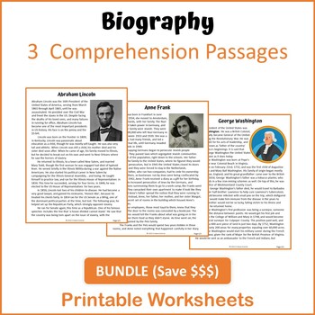 comprehension worksheets on biography