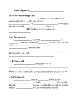 Preview of 2nd/3rd Grade Biography Writing - research questions, outline, and essay form