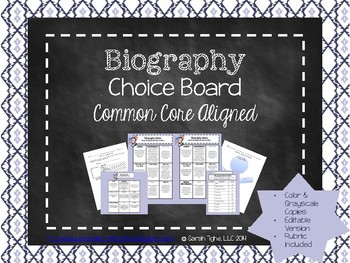 Preview of Biography Choice Board (Common Core Aligned)