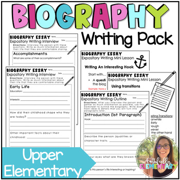 Preview of Biography Essay Writing Lesson Upper Elementary