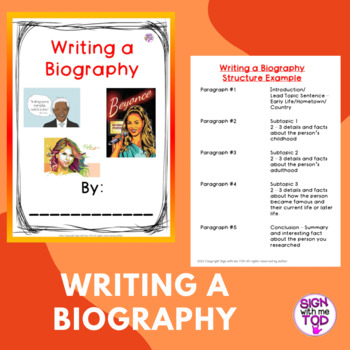Preview of Biography - Example, Graphic Organizer, & Template