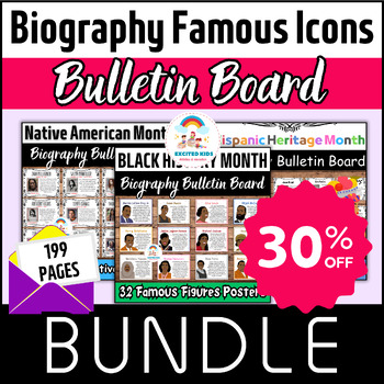 Preview of Biography Famous Icons Bulletin Board BUNDLE - Fun Posters PACK