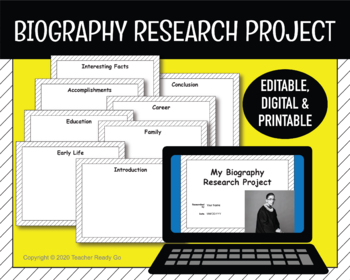 Preview of Biography / Famous Person Research Project Digital Student Form or Printable