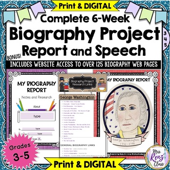 Preview of Biography Folder Report & Web Site Use - Biography Project - Print AND Digital