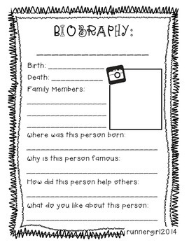biography graphic organizer 4th grade pdf
