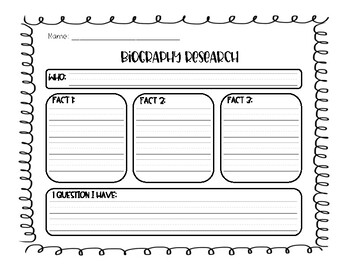 graphic organizer for biography 1st grade