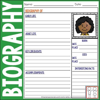 biography template teachers pay teachers